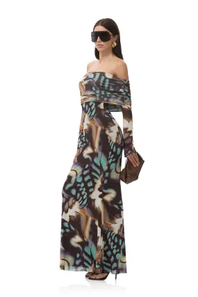 Flowing Texture Elegant Mood Thelma Dress - Feather Swirl