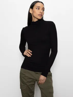 Essential Turtleneck Top Black Friction Free Inner Lining Versatile Layering Piece