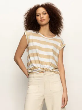 Casual Must-Have Knotted Muscle Tee White Sandstone Stripe