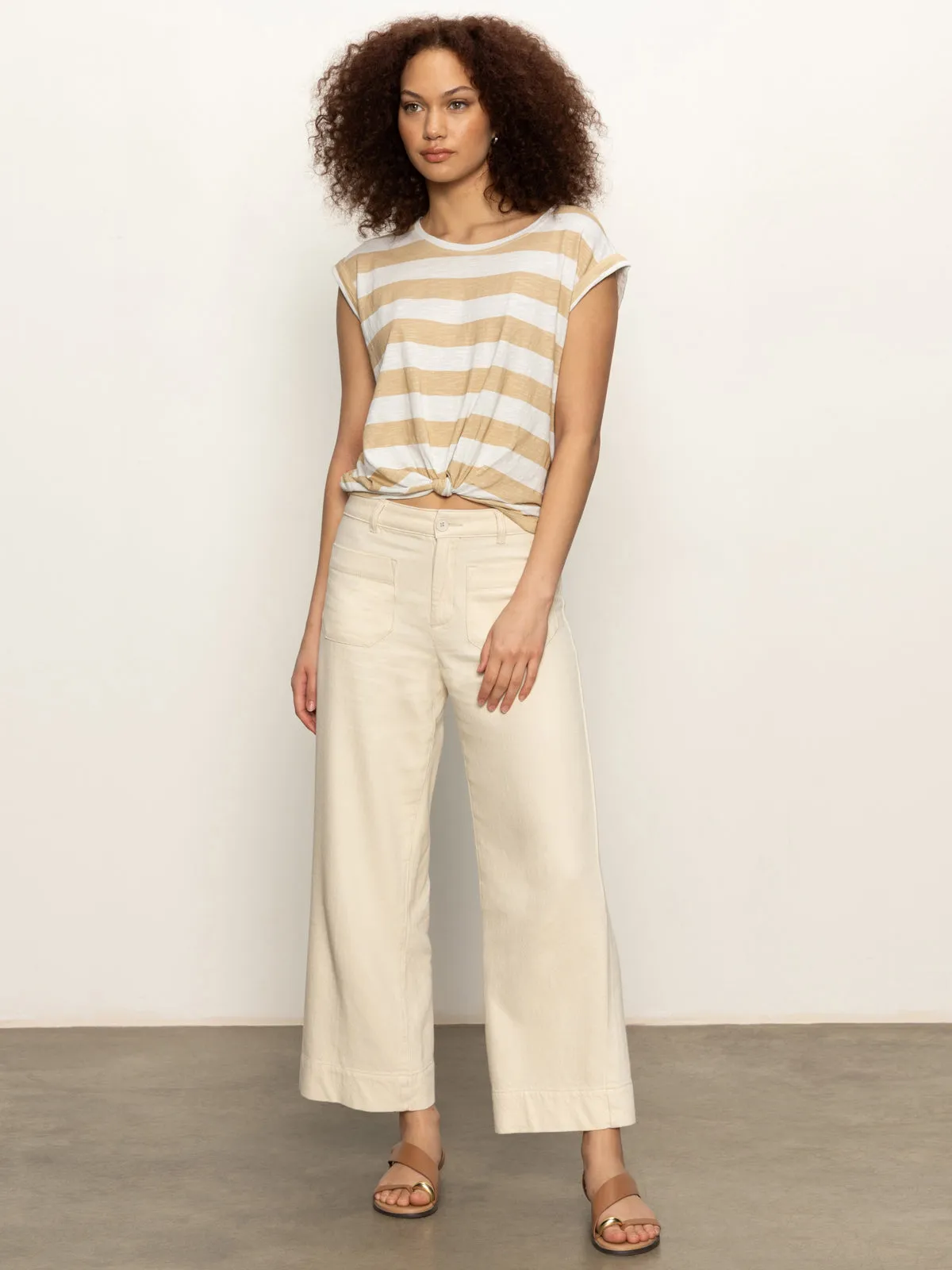 Knotted Muscle Tee White Sandstone Stripe Fashion Ready