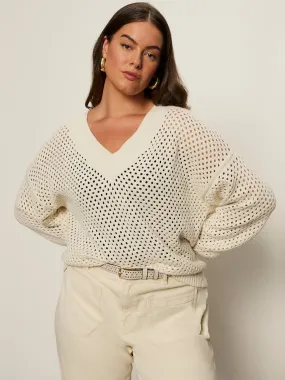 Airy Openwork Sweater Macrame Extended Sizing easy to pair