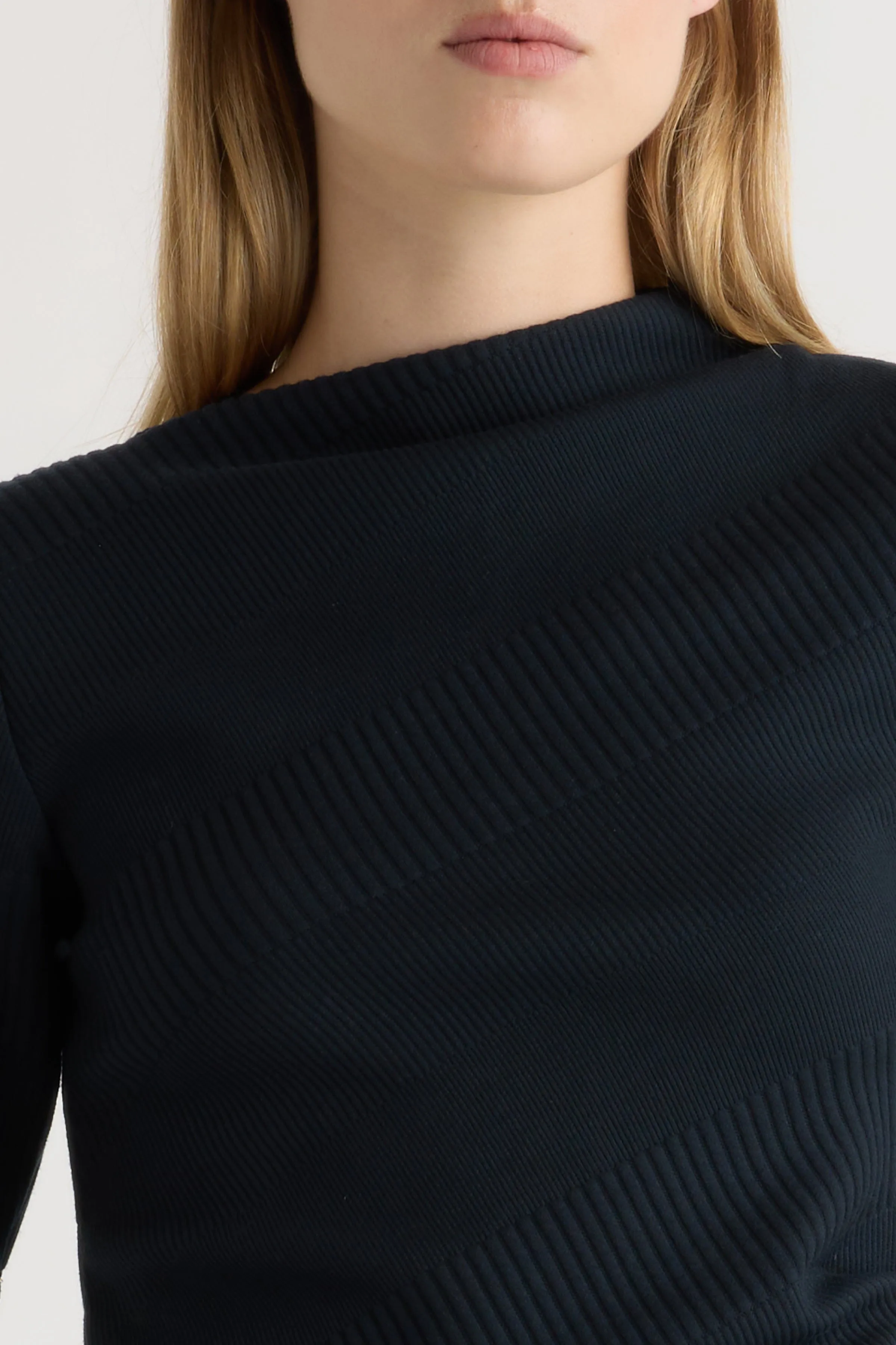 Pauline Ribbed Asymmetric-Neck Top Versatile Styling Trendy Knit