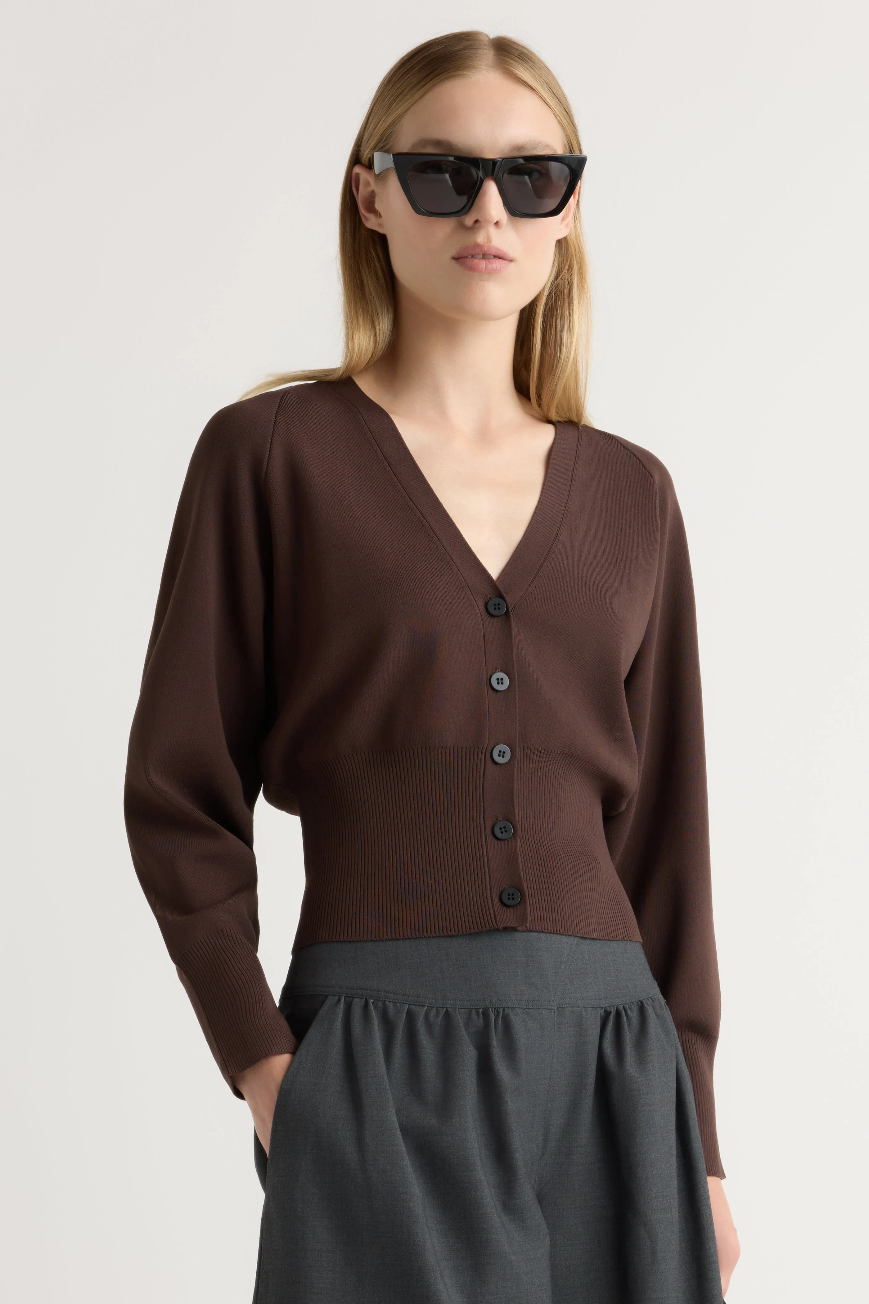 Carson Button-Front Cardigan Wrinkle Free Material Fashionable knitwear