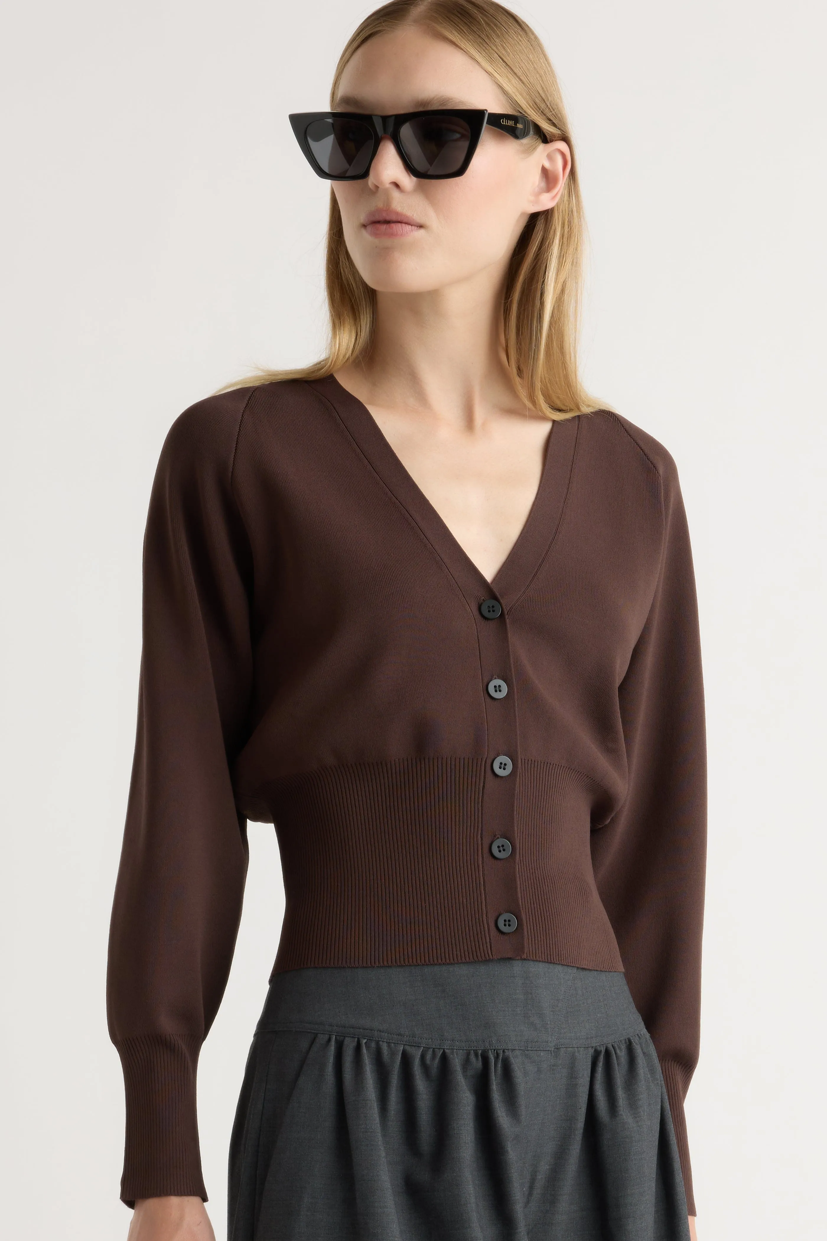 Carson Button-Front Cardigan Essential Knitwear Seamless construction