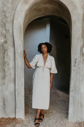 Functional Comfort Summer Wardrobe Tyrah Dress in Oat Linen