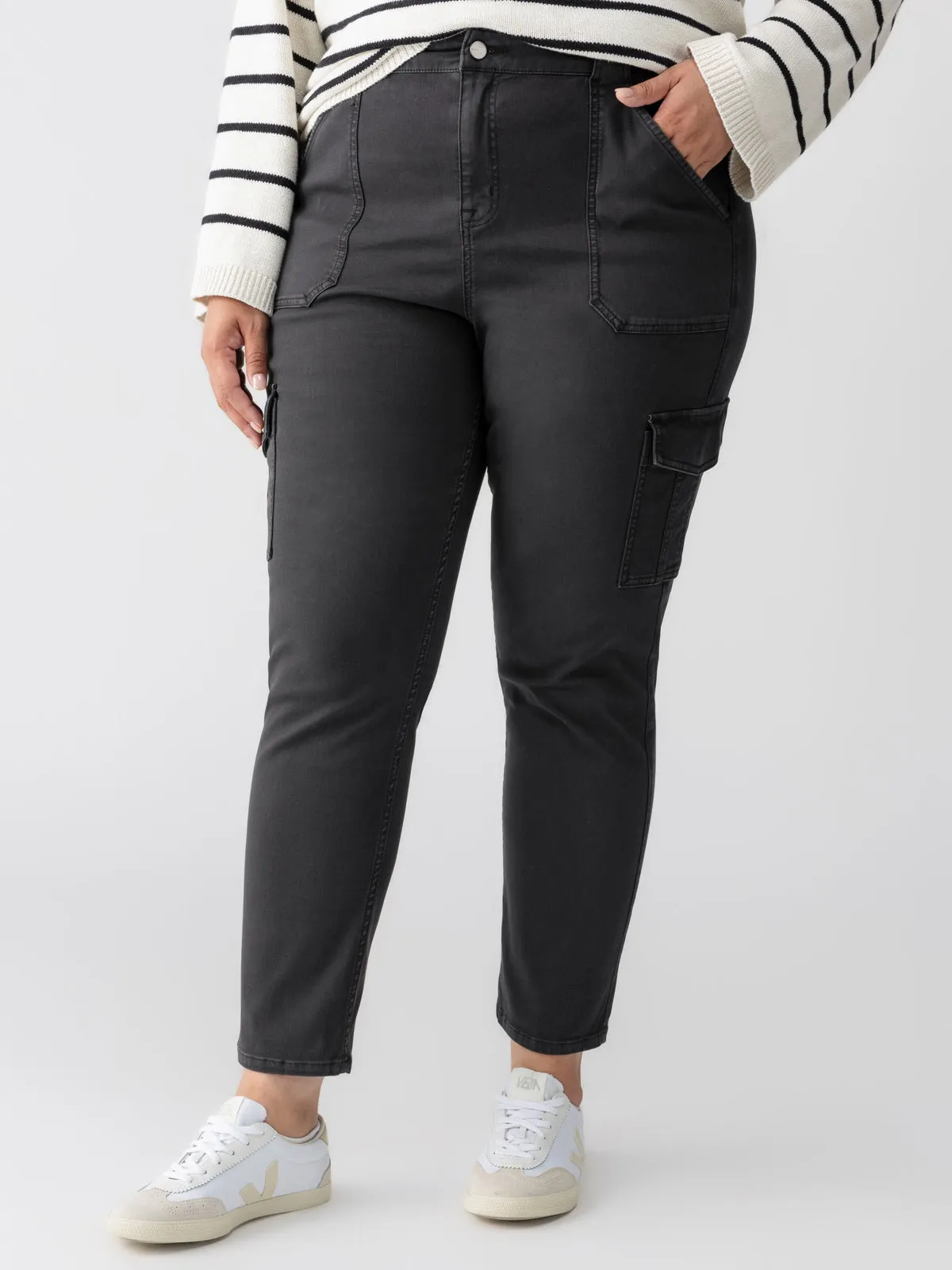 Sculpted Hayden Cargo Standard Rise Pant Black Extended Sizing Chlorine Resistant Coating