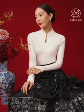 Mandarin Collar Frog Button Brami Top Limited Edition NoRoll Hem Technology HypoallergenicConstruction