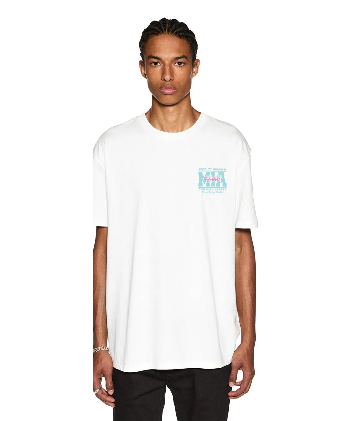 Bright and Bold MIAMI AND THE STREETS SS BIGGIE TEE WHITE