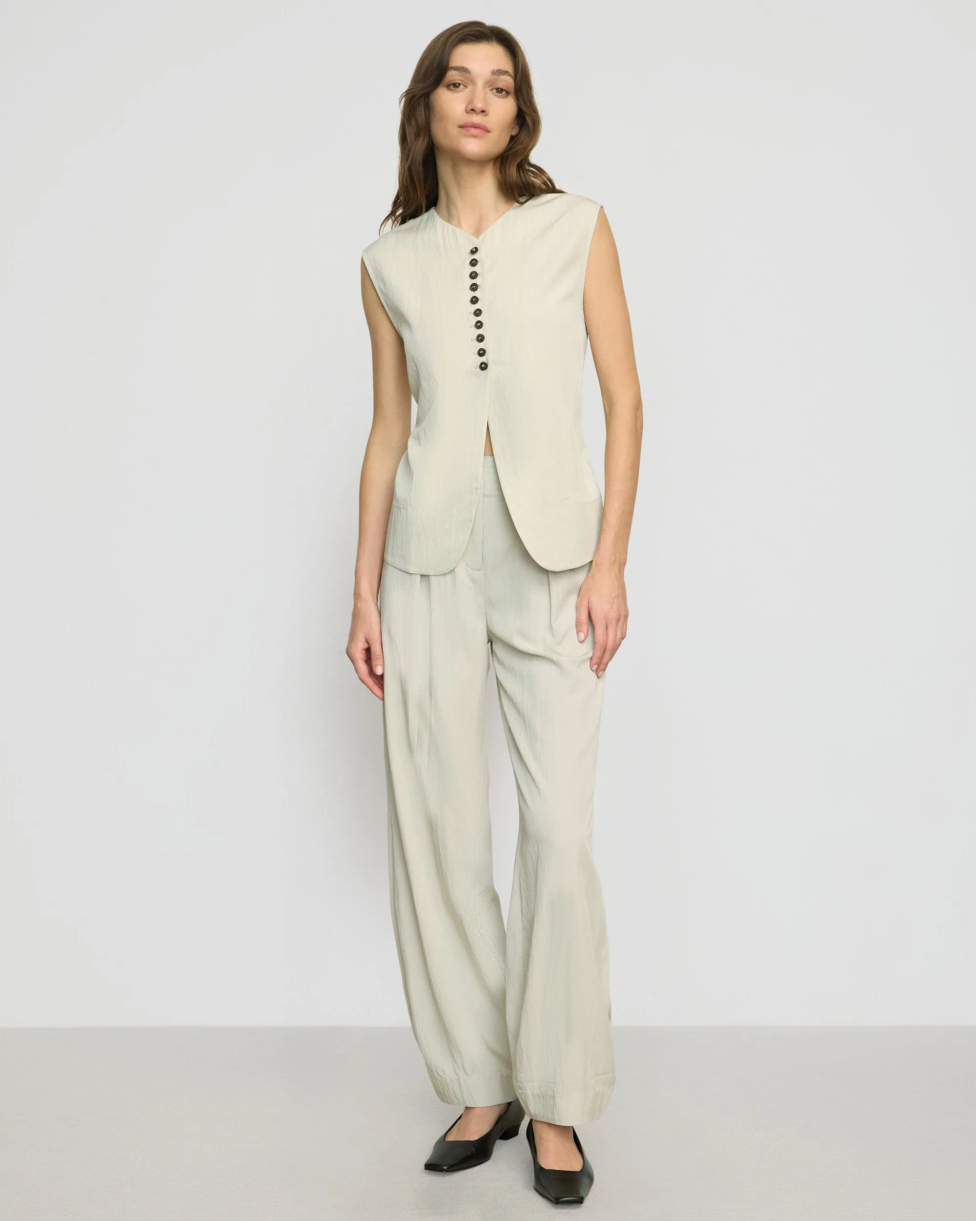 Zhou Tie-Back Button Vest Anti Pilling Fabric