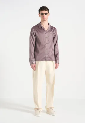 Constant - Satin Overshirt - Taupe Hidden Button Placket