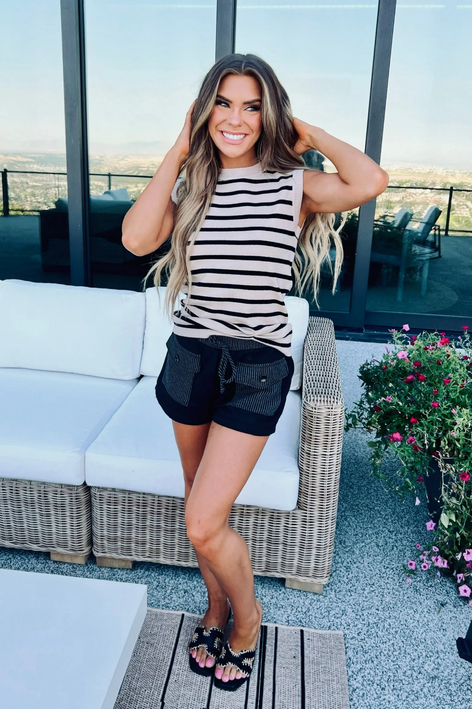 Shoreline Serenity Sleeveless Top - FINAL SALE Two Tone Texture Effect