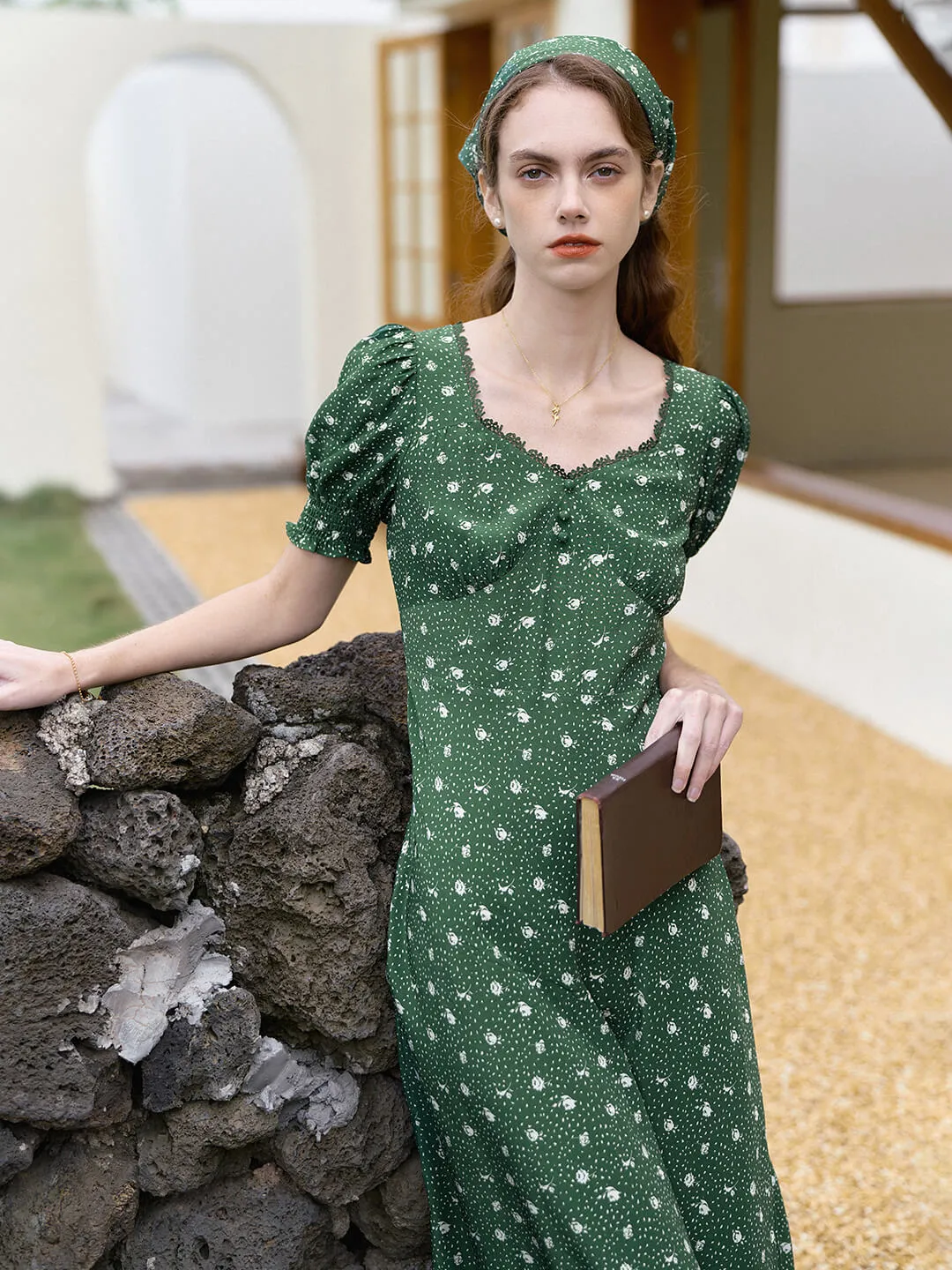 All-Day Wear Feminine off-the-shoulder gown Madeleine Eco-fabric Puff Sleeve Dress
