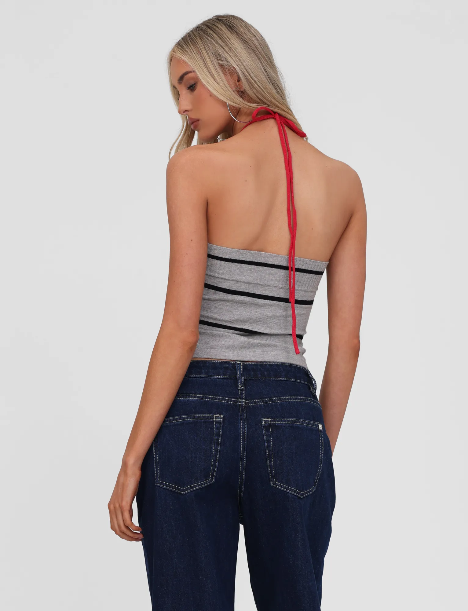 Stylish T-shirt OdorResistant Fabric NOUR TOP - GREY STRIPE