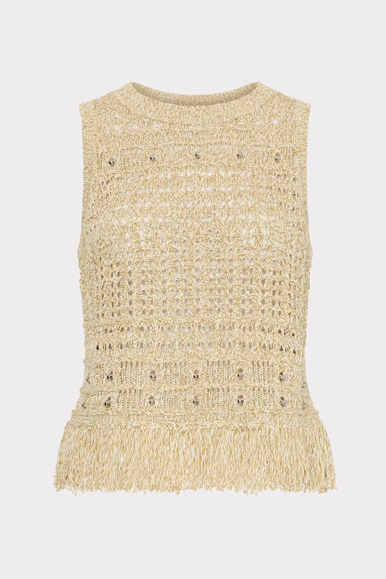 Beaded Fringe Knit Top All-Purpose WrinkleResistantFinish