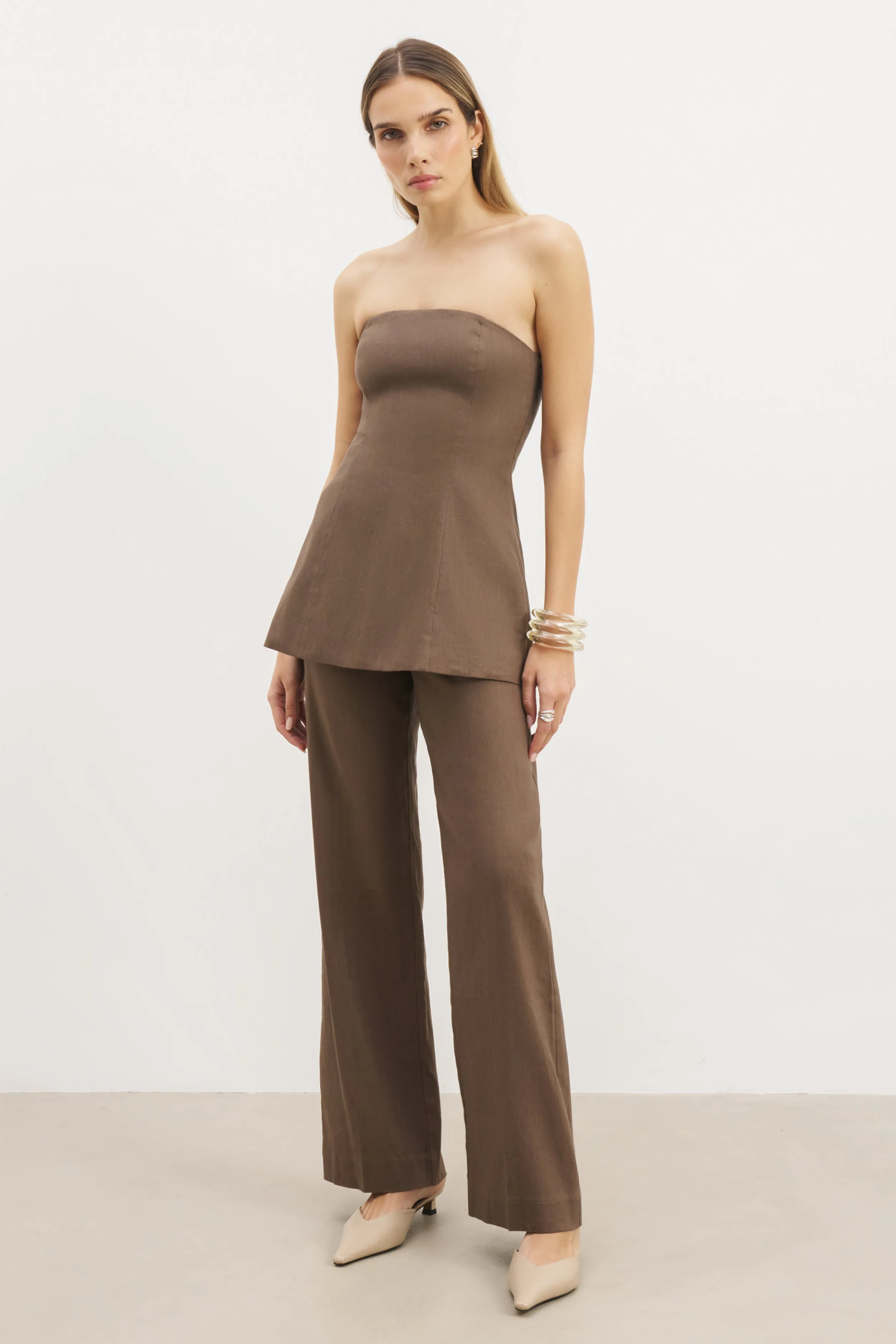 Strapless Linen A Line Bodice - Truffle Simple Cut MidweightJersey