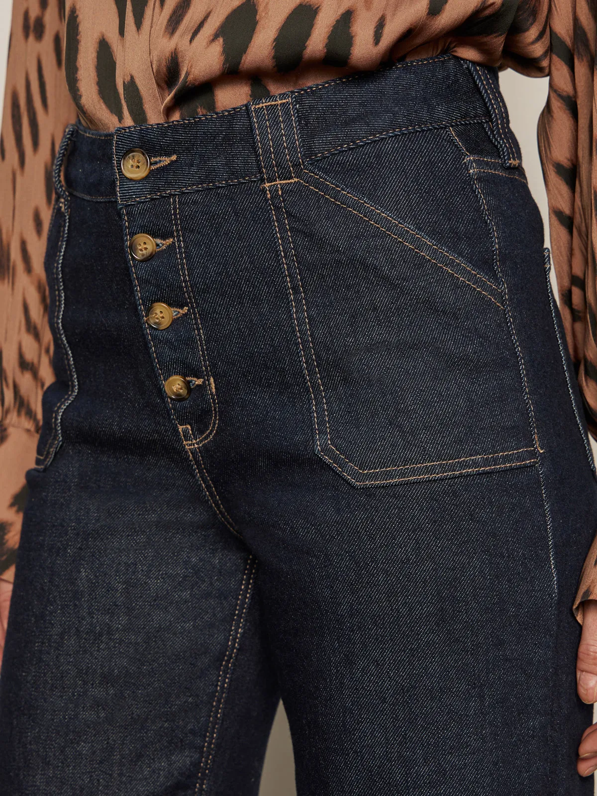 Ekara Slim Wide Jean Indigo Dark Rinse Wash Timeless Comfort Fit Feminine Cut