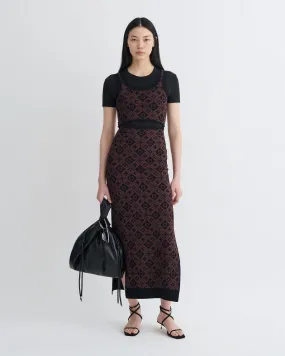 ThermalRegulationLayer Minimalist Collar Maves - Knitted Midi Dress - Symbol Tile Mahogany