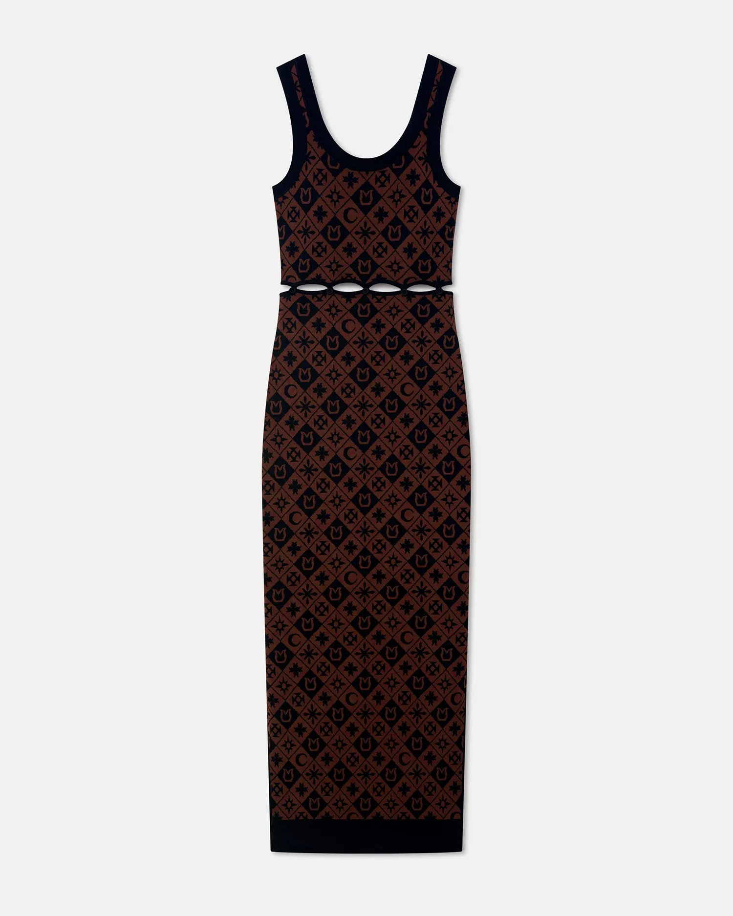 Maves - Knitted Midi Dress - Symbol Tile Mahogany ZeroWaste Pattern