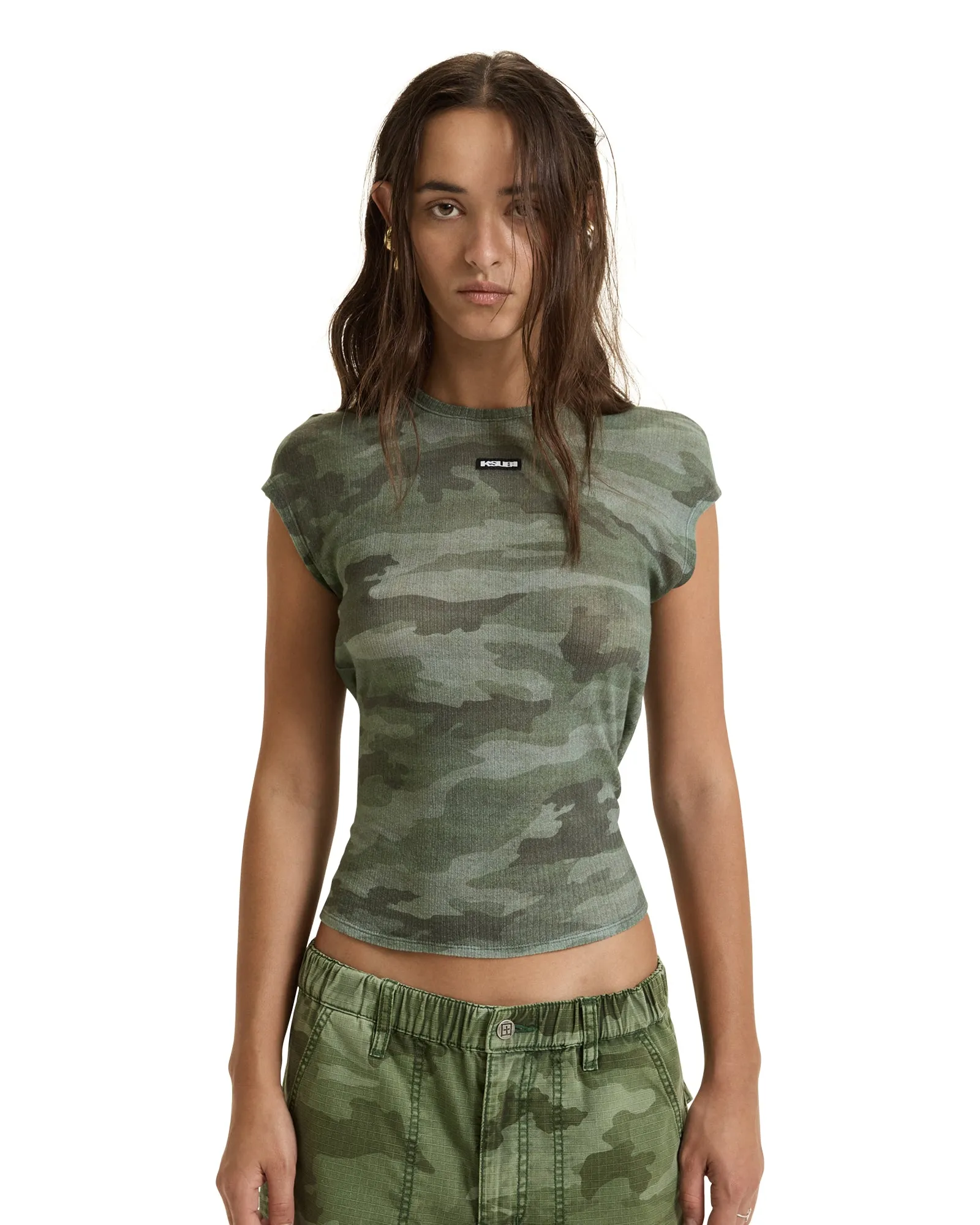 ThermalRegulating Fabric Anti Static Fabric SHEER RIB CAMO SLIM TEE