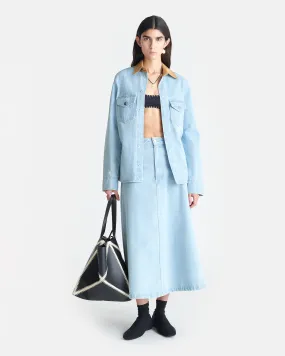 Cintia - Denim Midi Skirt - Eco Bleach Minimalist Eco Friendly Neutral Smooth