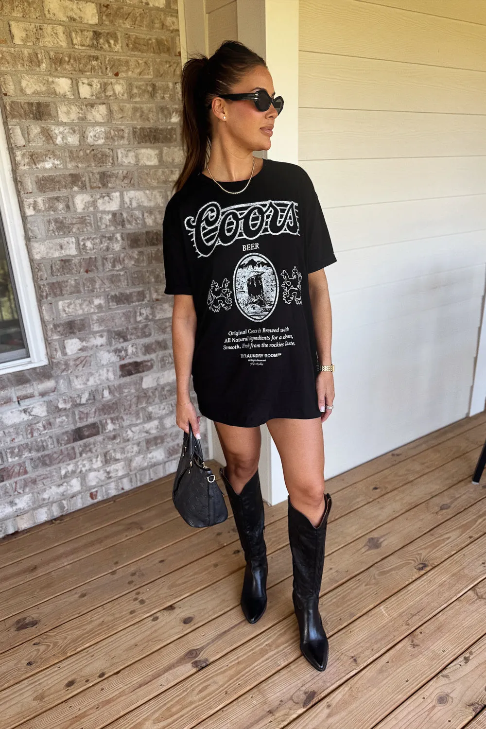 Brushed Microfiber Surface Coors Original Oversized Tee- Black