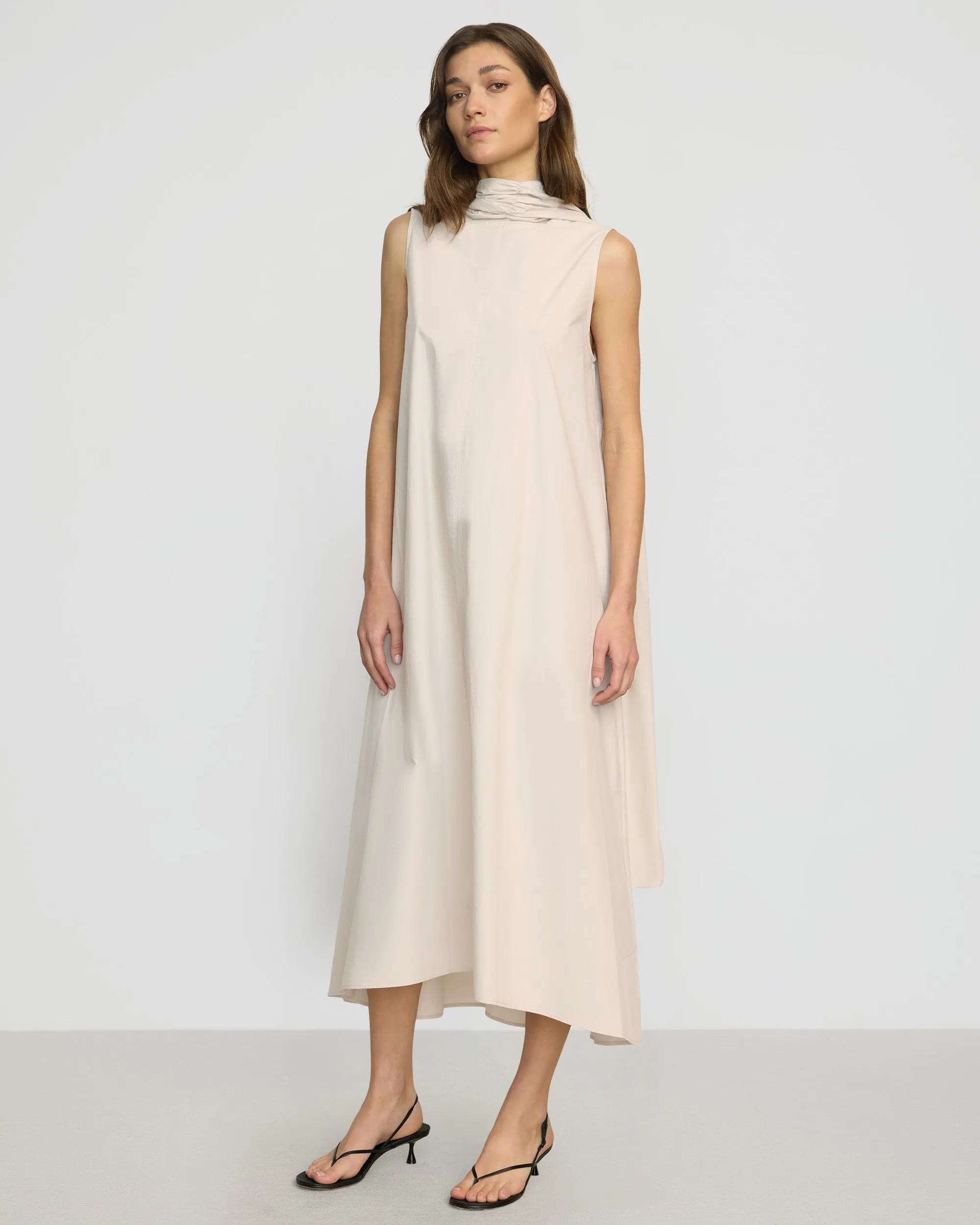 Yasmina Scarf-Neck Cotton Dress Relax Comfort Bright-Hue