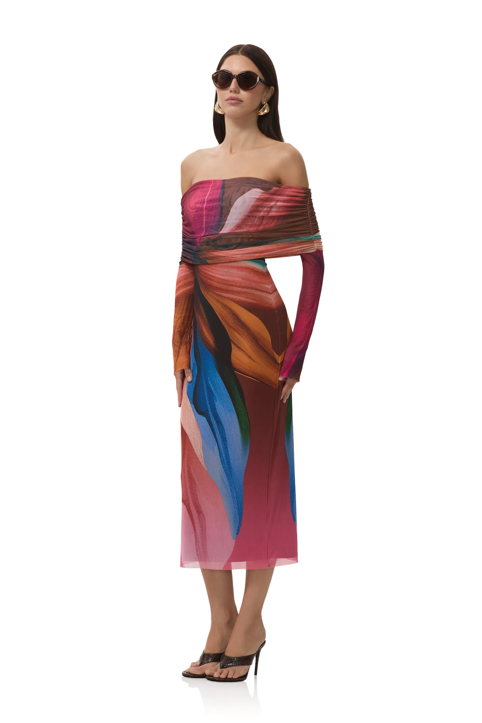 Cornelia Dress - Earthen Leaf Lotus elegant design Skirt Flare