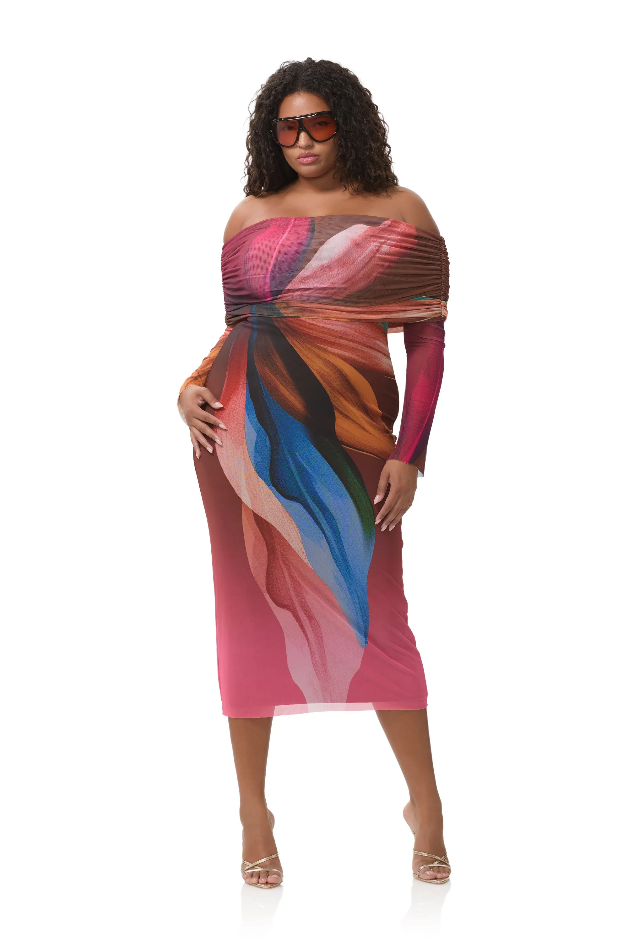 Stain-Guard-Finish Sophisticated Cut Cornelia Dress - Earthen Leaf Lotus