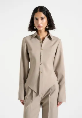 Cool and Relaxed Sleek Fit Sonia - Tailored Angled Shirt - Taupe