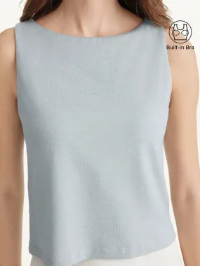 Cotton-Linen-Luxe Cropped Boatneck Brami Tank Drop Shoulder AntiPilling Surface