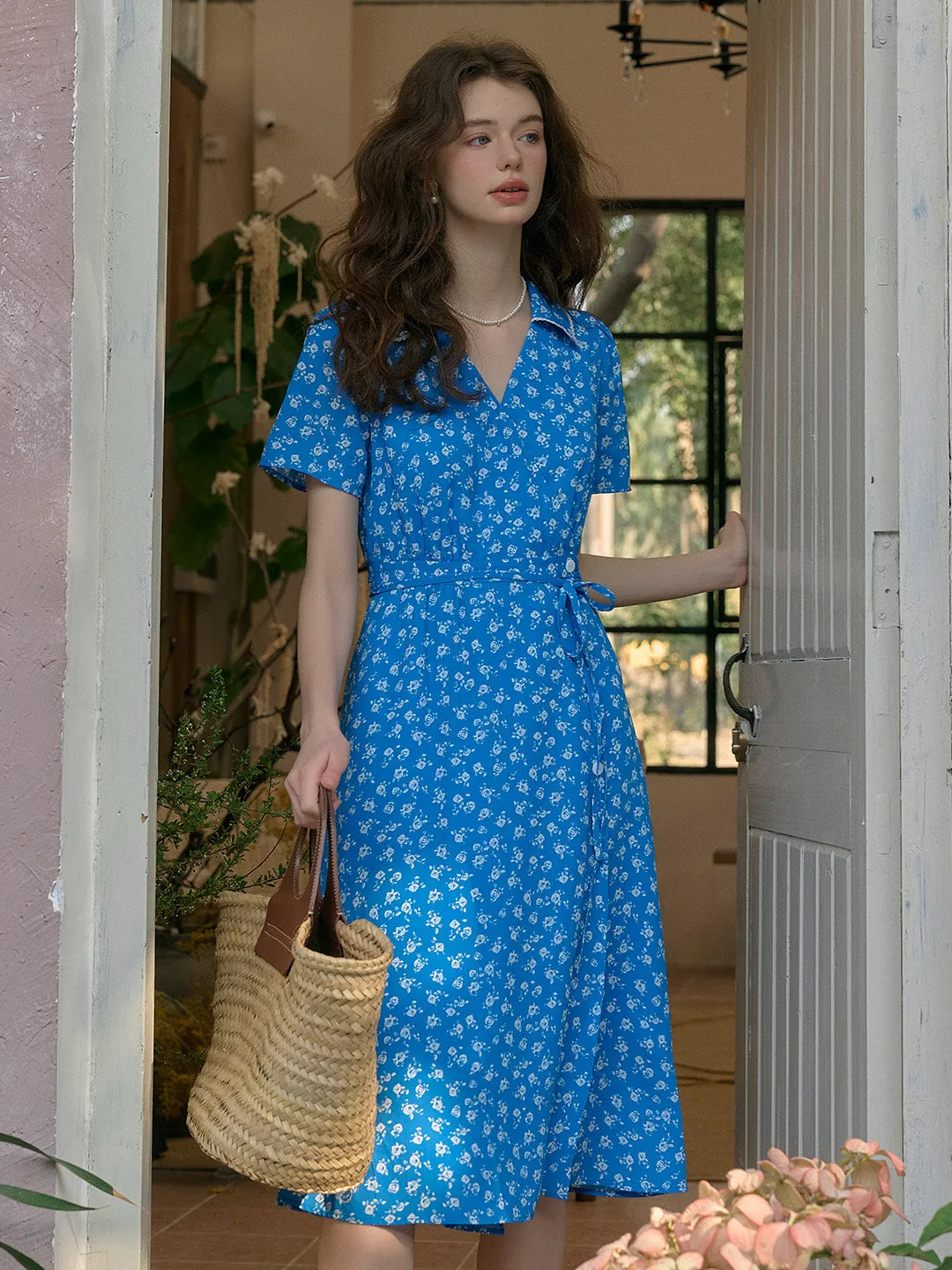 Occasion Ready Alba V-Neck X-Line Floral Tea Dress