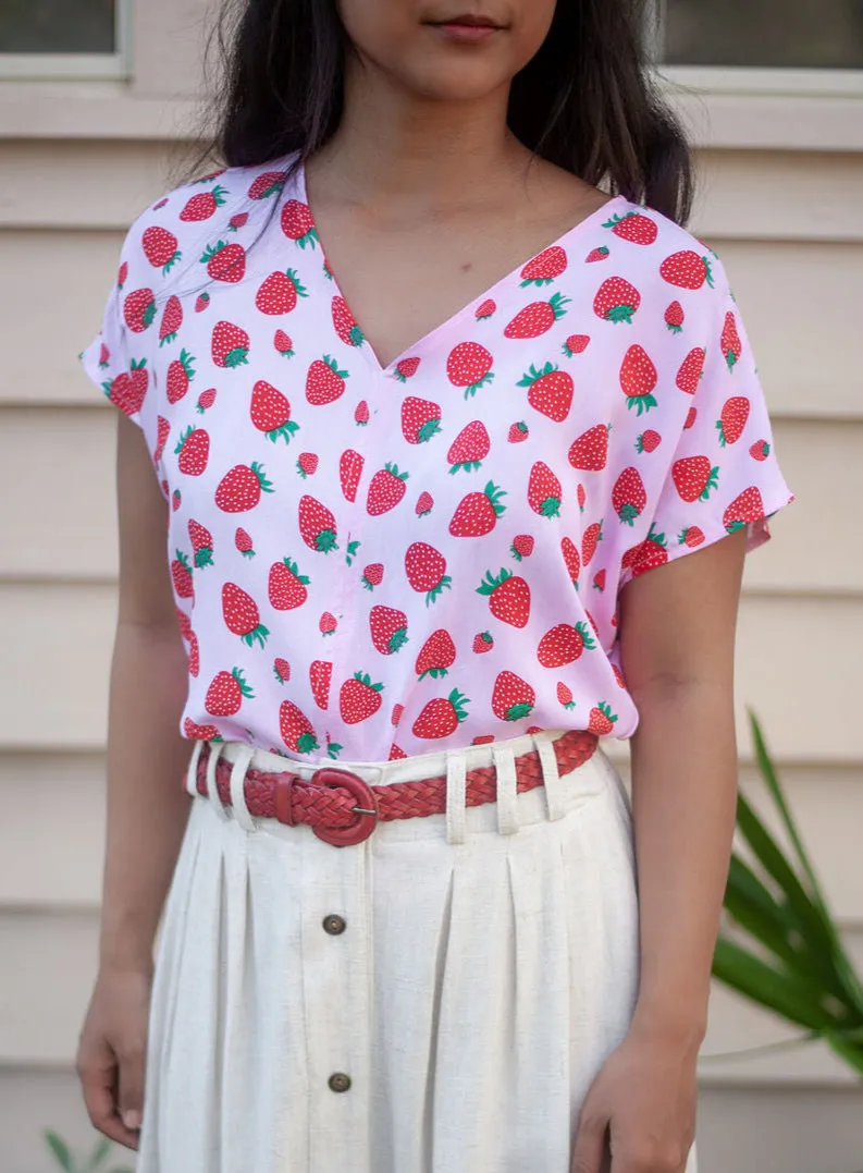 Dolman Top in Strawberry Cotton Light Knit