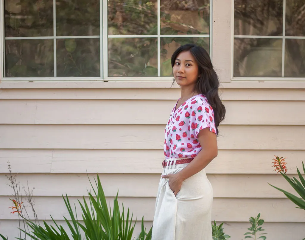 Everyday Chic Warm Knit Design Dolman Top in Strawberry Cotton