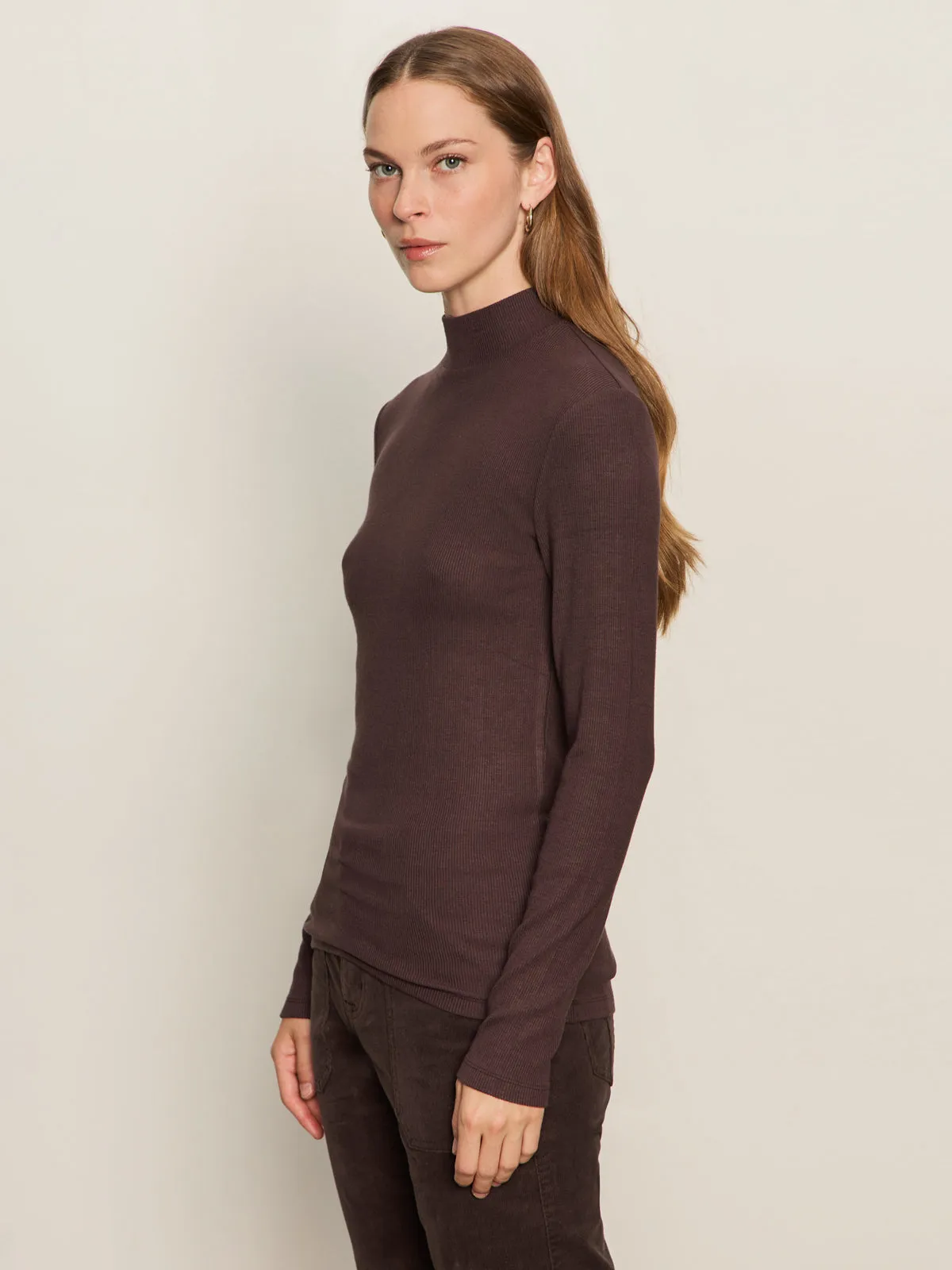 adults Chlorine Safe Long Sleeve Mock Essential Top Semi Sweet