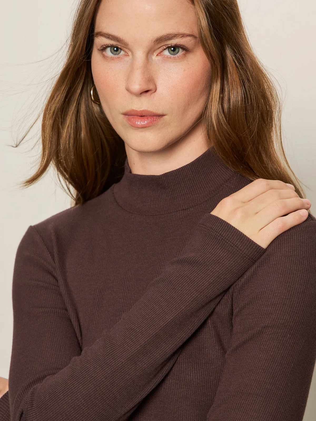 Sustainable Manufacturing Process Long Sleeve Mock Essential Top Semi Sweet