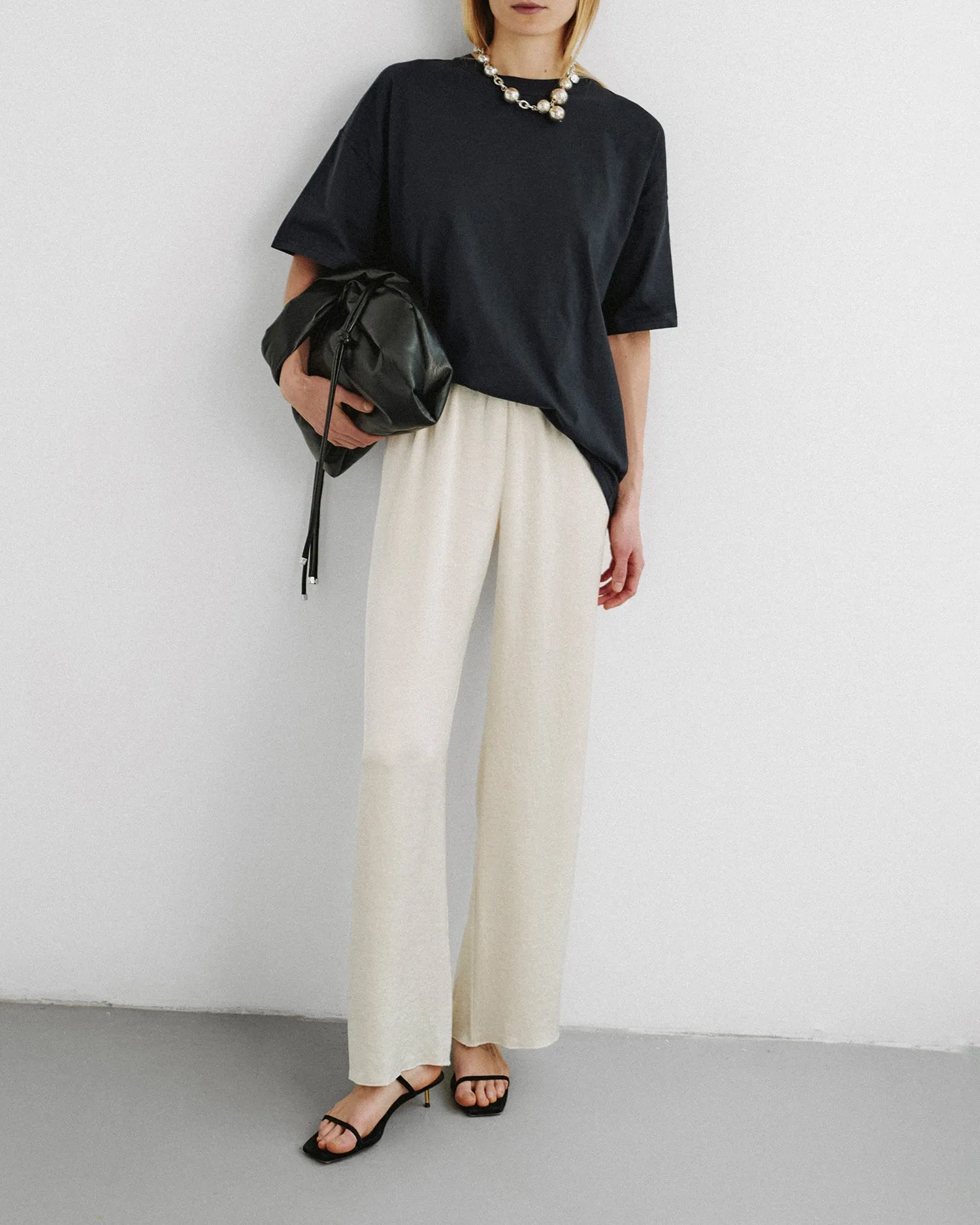 Brenda - Washed Satin Pants - Ecru Functional Fashion
