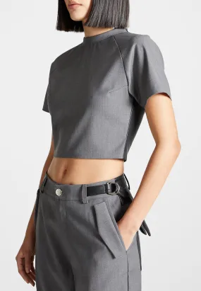 Tailored Mock Neck Top - Grey/Black Sustainable Dye Process