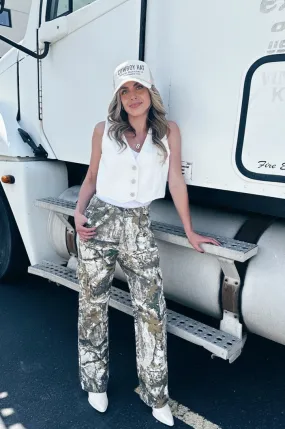 Comfy Essentials Wear Perfect Stretch Mossy Mist Camo Cargo Pants - FINAL SALE