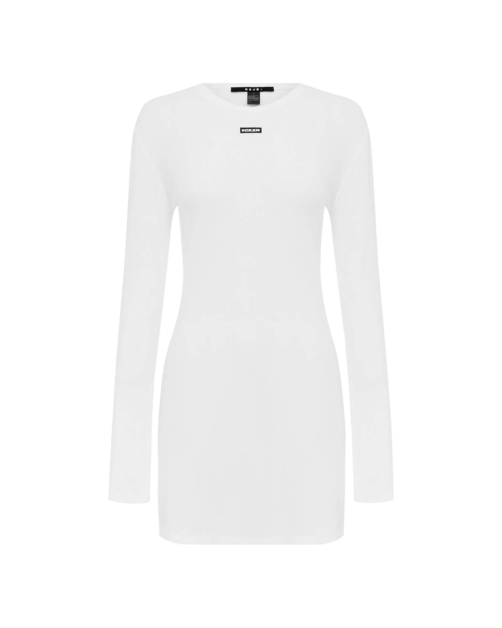 Sheer Panel CRAWFORD LS MINI DRESS WHITE