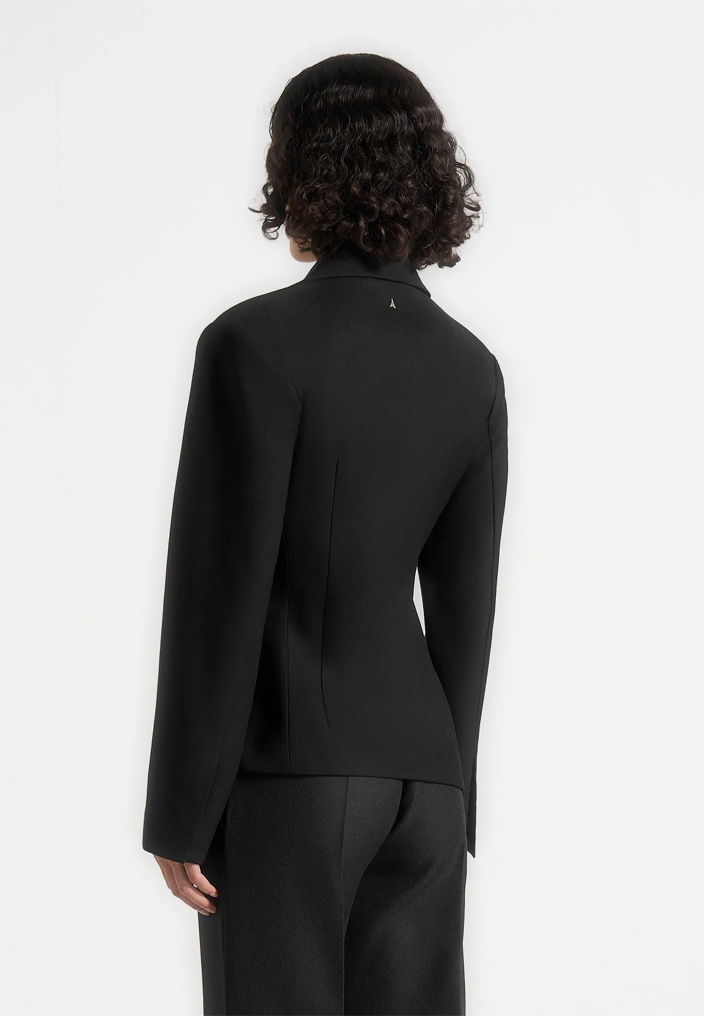 Thalia - Asymmetric Tailored Double Breasted Blazer - Black Sharp Tailored Wear