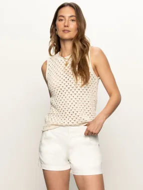 Breathable fabric Non Restrictive Cut Crochet Shell Sweater Eco Natural