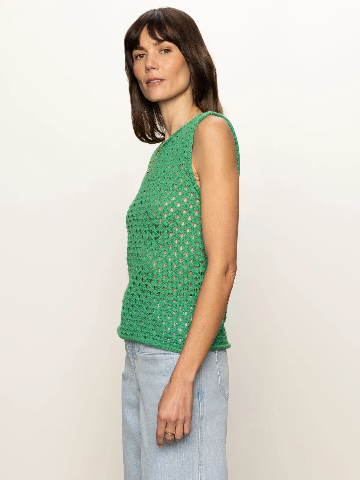 Everyday Layering Crochet Shell Sweater Palm