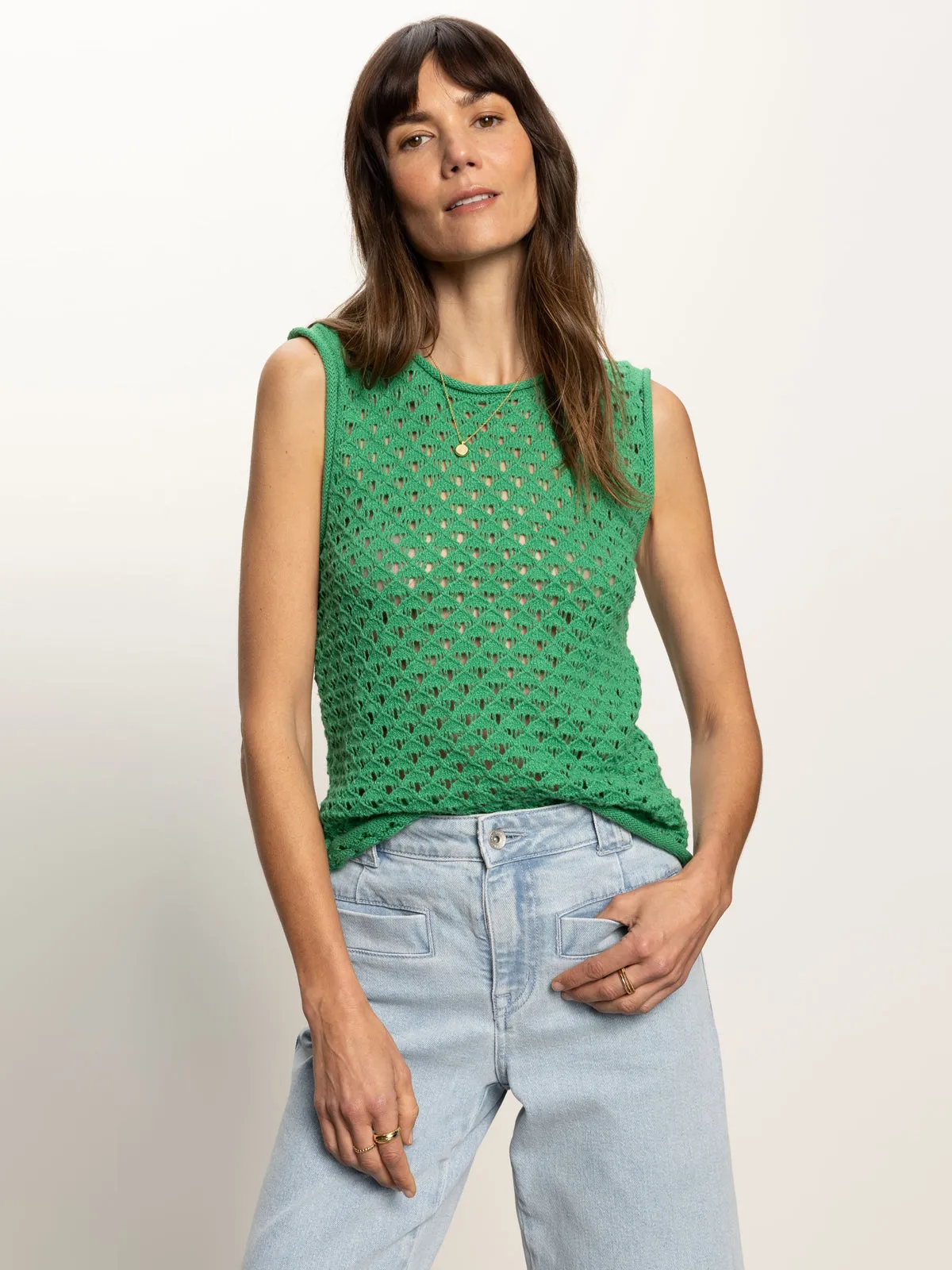 Crochet Shell Sweater Palm Chafe Free Armhole