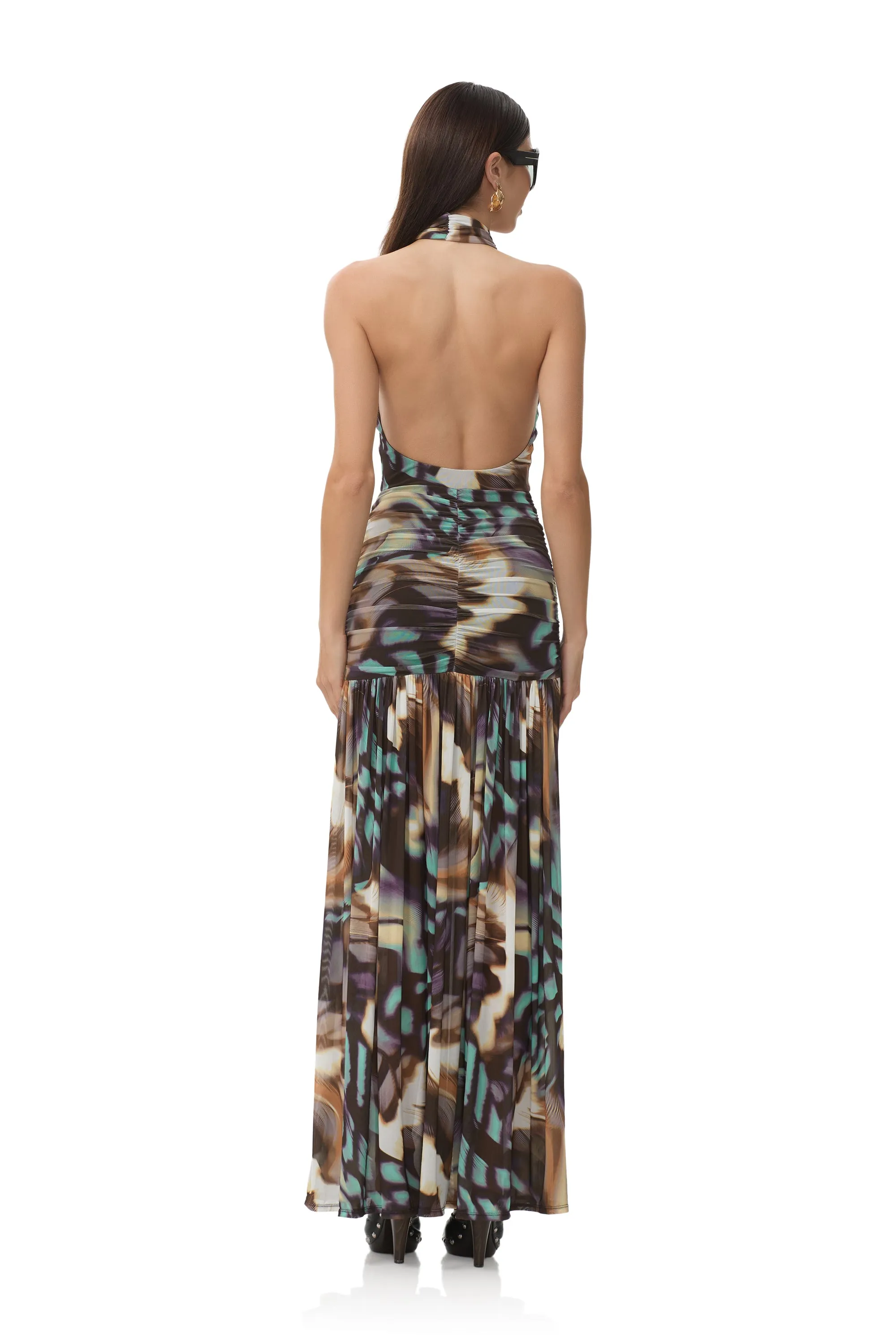 Cromwell Dress - Feather Swirl Cool Palette Mermaid-Hem