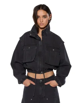 CROPPED ANORAK BLACK Practical Comfort bus ride