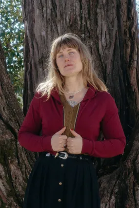 Layering Style Soft and Warm Cropped Hoodie In Merlot