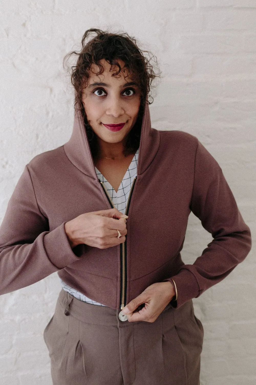 Cropped Hoodie In Sienna Rose Perfect Knit