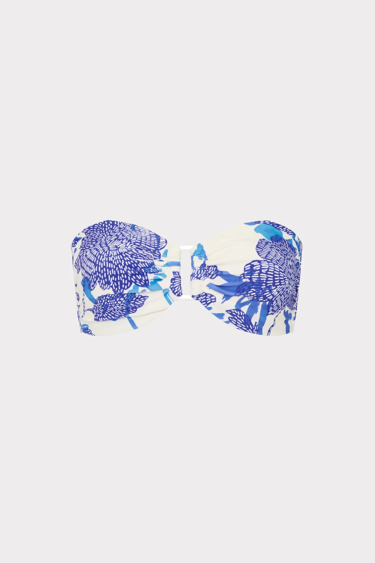 Ocean Holiday Nautical Inspiration Brushwork Floral Bandeau Bikini Top