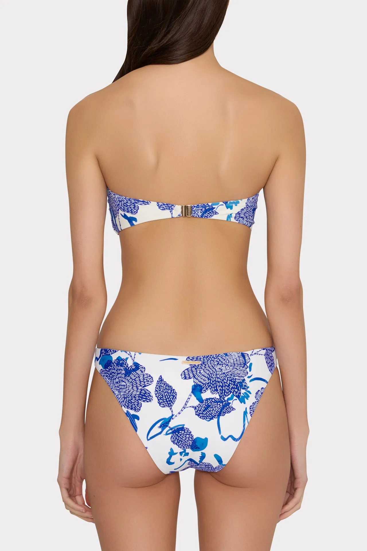Brushwork Floral Bandeau Bikini Top Longline-Silhouette