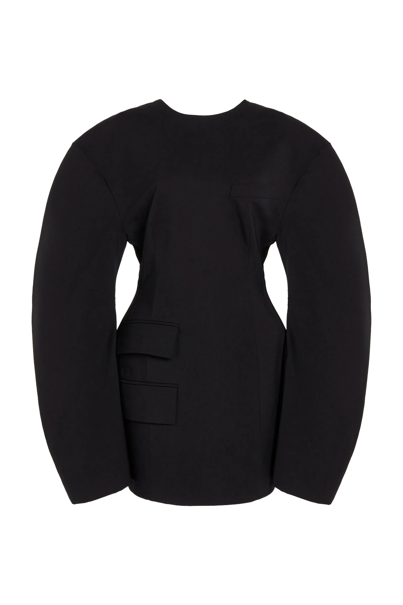 Rounded Sleeve Tailored Mini Dress Black Visual Balance